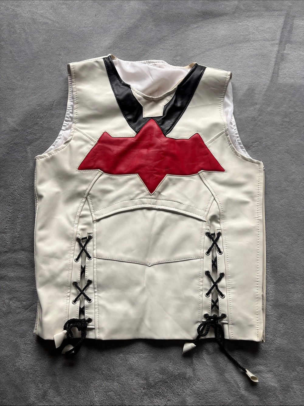 Man White and Red Superhero Vest Costume